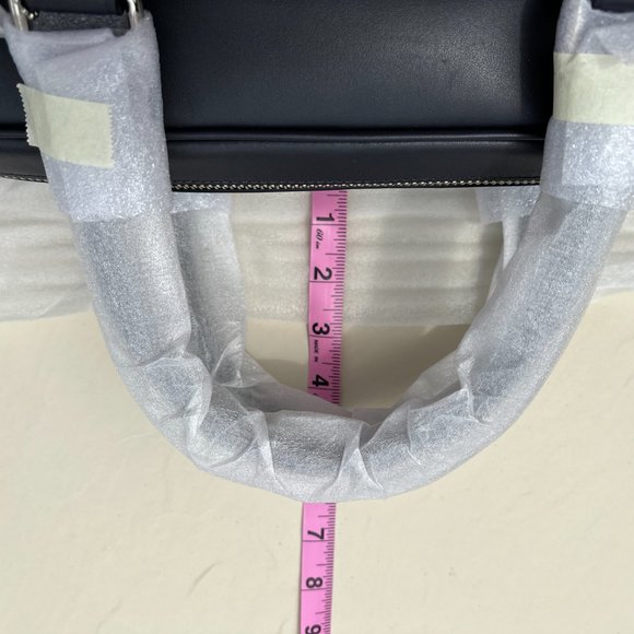 Coach NWT Logo Leather Midnight Navy SLIM Brief Case with Crossbody Strap - Picture 11 of 11